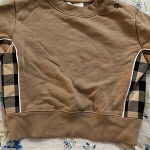 WORN ONCE Burberry Beige Sweatshirt with Plaid Details FOR BABY BOYS